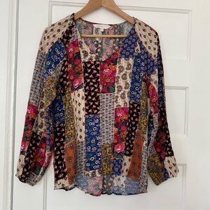 Apricot boho patchwork style boho blouse